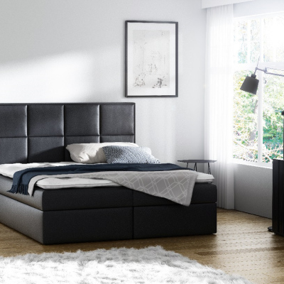 Čalúnená posteľ s úložným priestorom Sivio čierna eko koža 140 + TOPPER ZDARMA