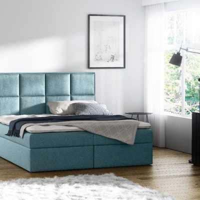 Čalúnená posteľ s úložným priestorom Sivio modrá 140 + TOPPER ZDARMA