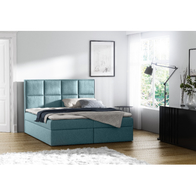 Čalúnená posteľ s úložným priestorom Sivio modrá 140 + TOPPER ZDARMA