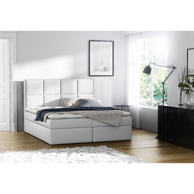Čalúnená posteľ s úložným priestorom Sivio biela eko koža 120 + TOPPER ZDARMA
