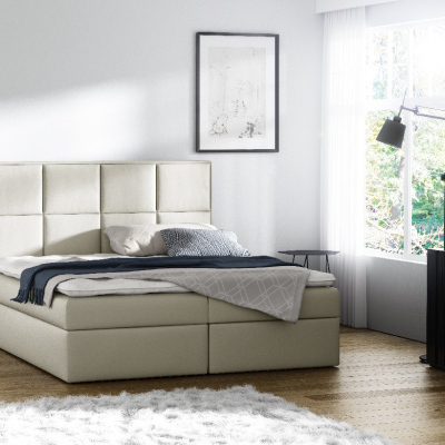 Čalúnená posteľ s úložným priestorom Sivio smotanová eko koža 120 + TOPPER ZDARMA