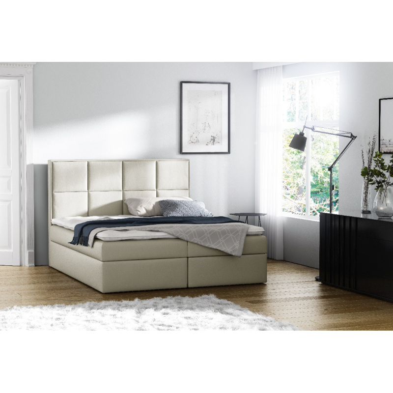 Čalúnená posteľ s úložným priestorom Sivio smotanová eko koža 120 + TOPPER ZDARMA