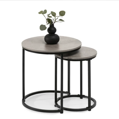 Set konferenčných stolíkov JACEK S - betón / čierny
