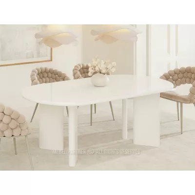 Elegantný jedálenský stôl BEVAN - biely lesk / biely