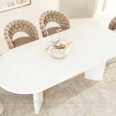 Elegantný jedálenský stôl BEVAN - biely lesk / biely