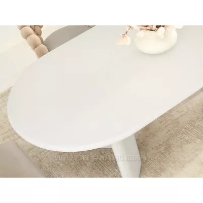 Elegantný jedálenský stôl BEVAN - biely lesk / biely