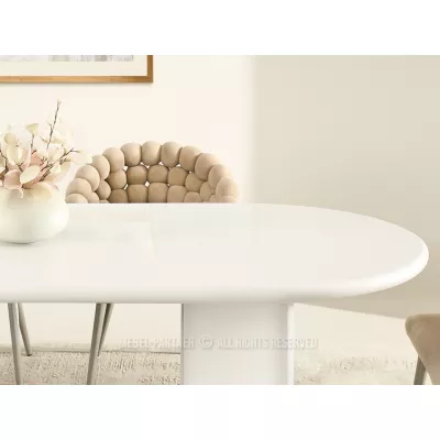 Elegantný jedálenský stôl BEVAN - biely lesk / biely