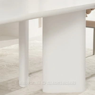 Elegantný jedálenský stôl BEVAN - biely lesk / biely