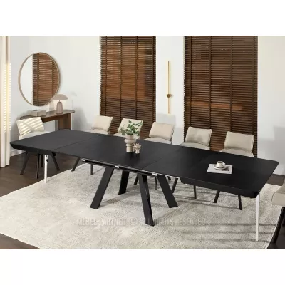 Rozkladací jedálenský stôl 180(380)x100 ZENON - čierny