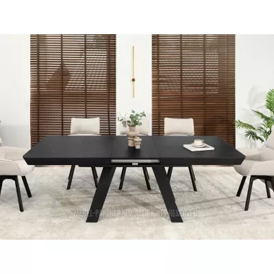 Rozkladací jedálenský stôl 180(380)x100 ZENON - čierny