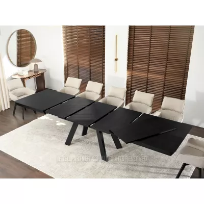 Rozkladací jedálenský stôl 180(380)x100 ZENON - čierny