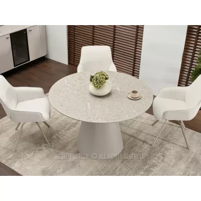 Okrúhly jedálenský stôl 120 cm DONIS - sivý mramor / sivý