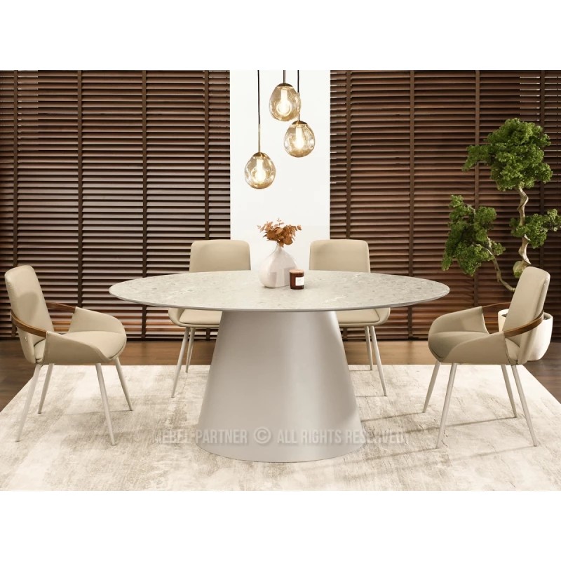 Oválny jedálenský stôl 160x90 cm ELIAM - sivý mramor / sivý