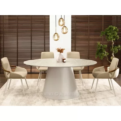 Oválny jedálenský stôl 160x90 cm ELIAM - sivý mramor / sivý
