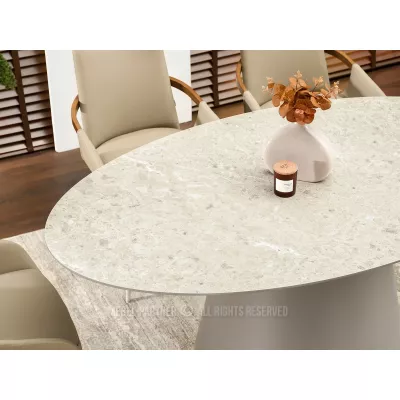 Oválny jedálenský stôl 160x90 cm ELIAM - sivý mramor / sivý