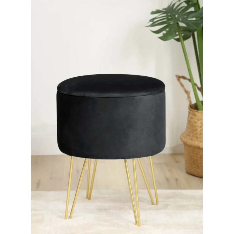 Taburet s úložným priestorom ARVION - čierny / zlatý