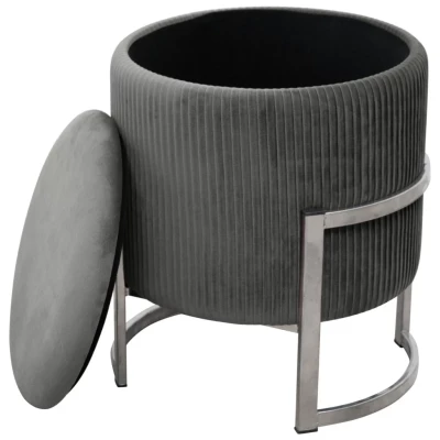 Taburet s úložným priestorom SIMORIN - šedý / strieborný