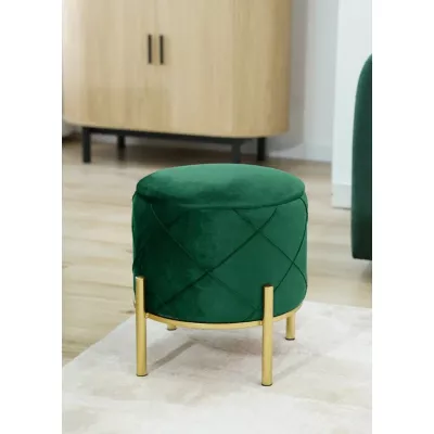 Elegantný taburet JASTRIAN s úložným priestorom - fľaškovo zelený / zlatý