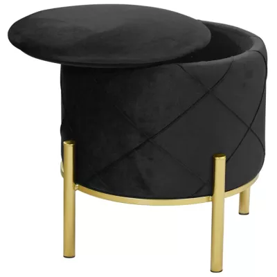 Elegantný taburet JASTRIAN s úložným priestorom - čierny / zlatý