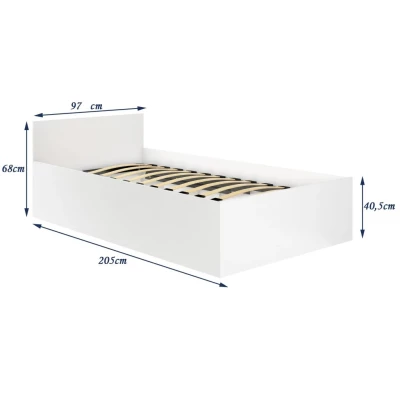 Jednolôžková posteľ 90x200 OMERYA s úložným priestorom - biela