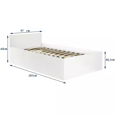 Jednolôžková posteľ 90x200 OMERYA s úložným priestorom - biela