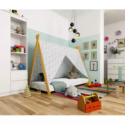 Detská posteľ domček 80x160 ESMORIA - biela / hnedá