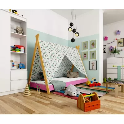 Detská posteľ domček 80x180 ESMORIA - ružová / hnedá