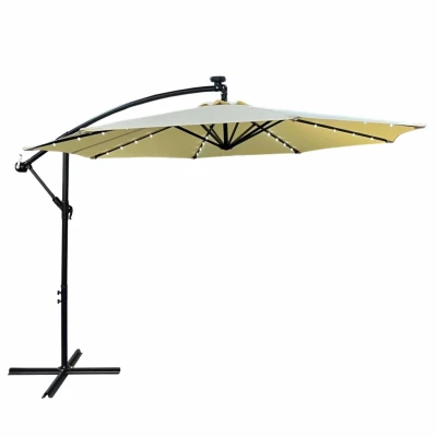 Polohovateľný slnečník MILANOR s LED osvetlením - béžový