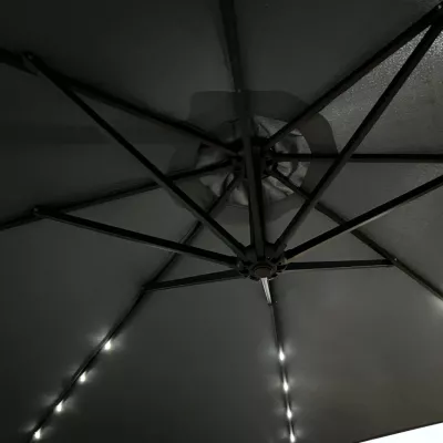 Polohovateľný slnečník MILANOR s LED osvetlením - tmavo šedý