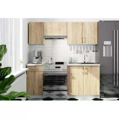 Kuchynská linka 180 cm TRIVORA - biela / dub sonoma