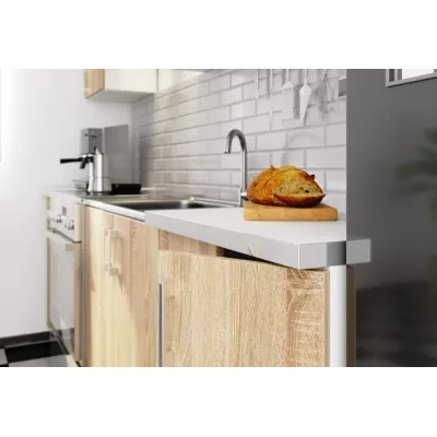 Kuchynská linka 240 cm TRIVORA - biela / dub sonoma