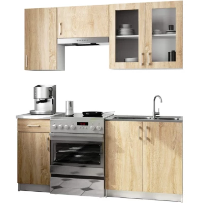 Kuchynská linka do paneláka 180 cm TRIVORA - dub sonoma / biela