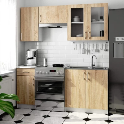 Kuchynská linka do paneláka 180 cm TRIVORA - dub sonoma / biela
