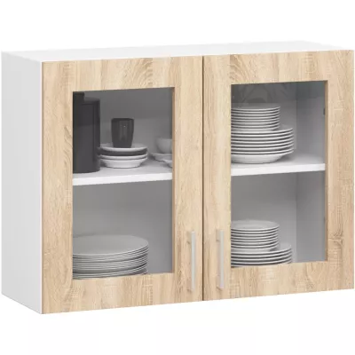 Rovná kuchynská linka 240 cm TRIVORA - dub sonoma / biela