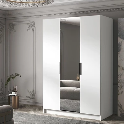 Šatníková skriňa so zrkadlom 150 cm COVO 2 - biela / čierne úchyty