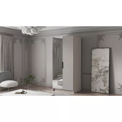 Šatníková skriňa so zrkadlom 100 cm LUNES 2 - kašmír / čierny úchyt