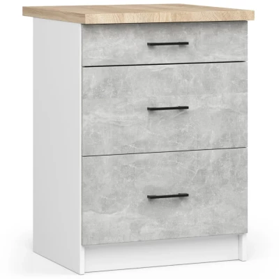 Kuchynská linka 240 cm VERMINA - biela / betón