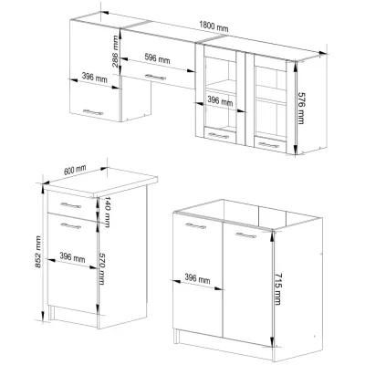 Kuchynská linka do paneláka 180 cm VERMINA - biela