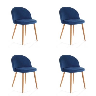 Set 4x jedálenská stolička SAHURA - tmavo modrý / buk