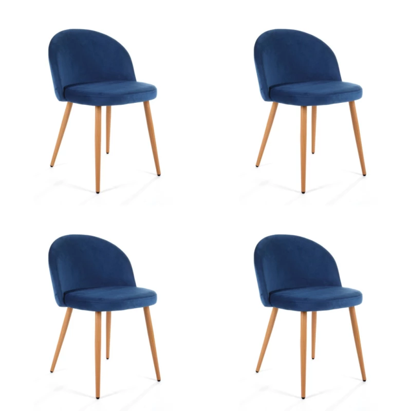 Set 4x jedálenská stolička SAHURA - tmavo modrý / buk