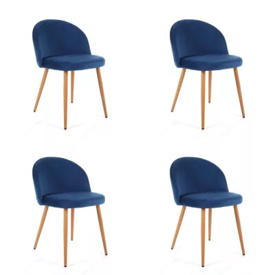 Set 4x jedálenská stolička SAHURA - tmavo modrý / buk