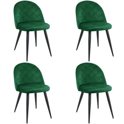 Set 4x jedálenská stolička VASICA - fľaškovo zelený / čierny