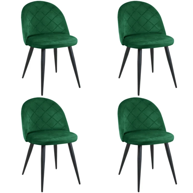 Set 4x jedálenská stolička VASICA - fľaškovo zelený / čierny