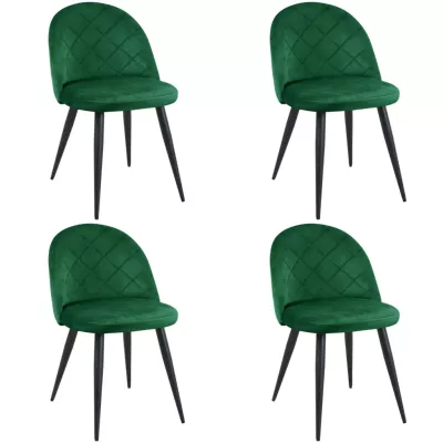 Set 4x jedálenská stolička VASICA - fľaškovo zelený / čierny