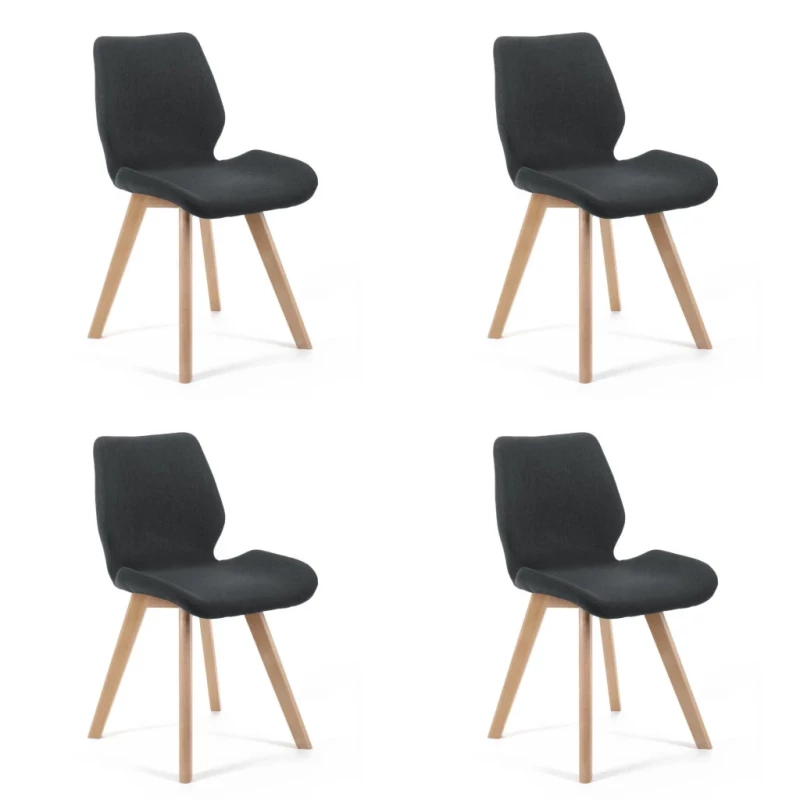 Set 4x jedálenská stolička KIMTE - čierny / buk