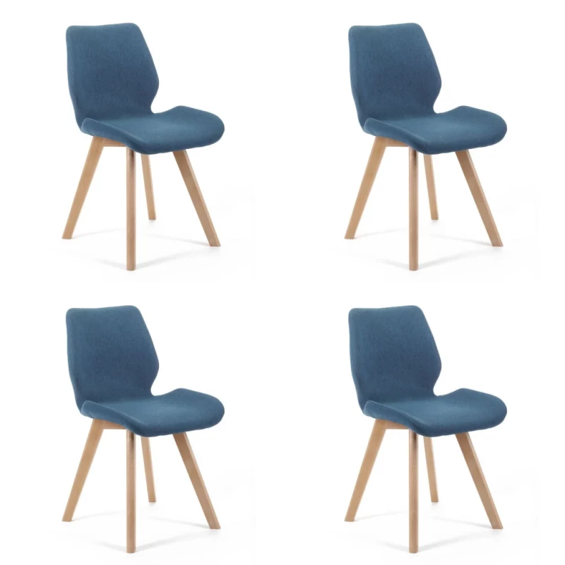 Set 4x jedálenská stolička KIMTE - modrý / buk