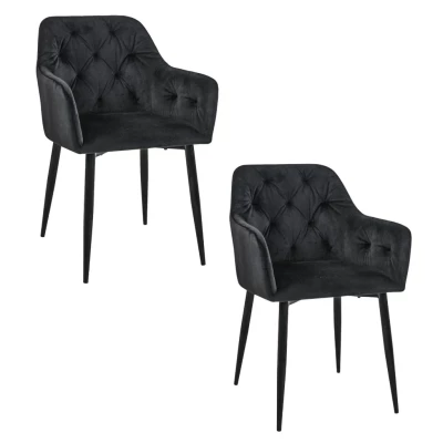 Set 2x jedálenská čalúnená stolička ZIBURA - čierny