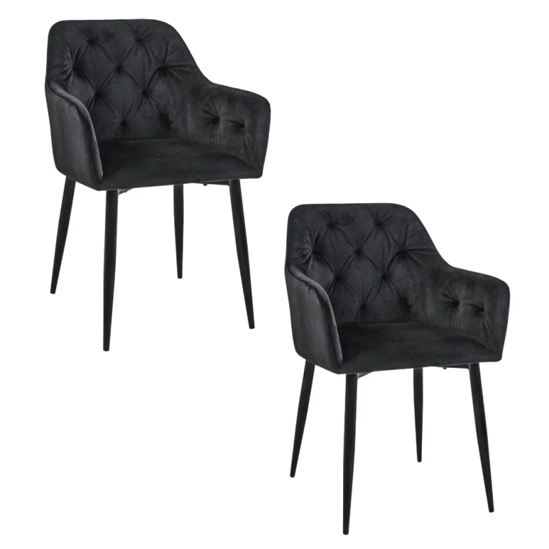 Set 2x jedálenská čalúnená stolička ZIBURA - čierny