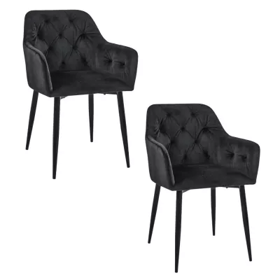Set 2x jedálenská čalúnená stolička ZIBURA - čierny