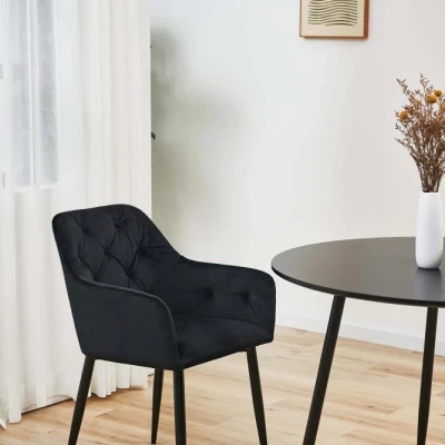 Set 2x jedálenská čalúnená stolička ZIBURA - čierny